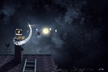 Astronot olmak ve uzay için uç. Karışık teknik