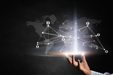 Teknolojileri insanlar bağlantı için. Karışık teknik