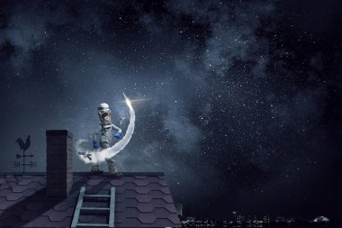Astronot olmak ve uzay için uç. Karışık teknik