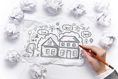 Aile kavramı çizimi. Karışık teknik
