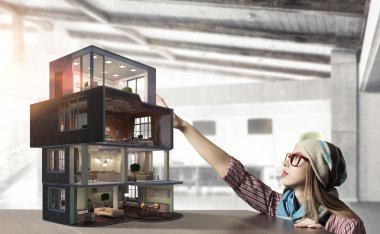 Hayalinizdeki ev tasarımı. Karışık teknik