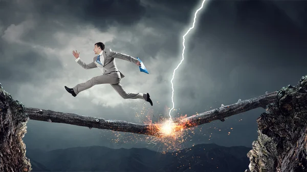 Övervinna rädsla för misslyckande. Mixed media — Stockfoto