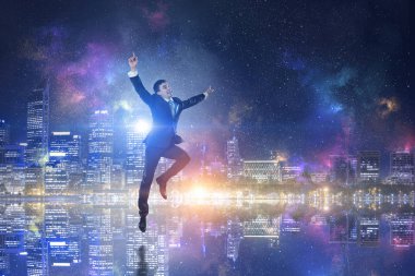 İşadamı kutluyor başarı. Karışık teknik