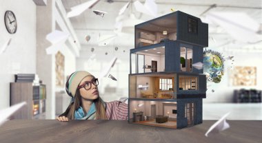 Hayalinizdeki ev tasarımı. Karışık teknik
