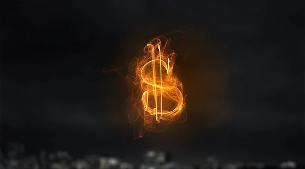 Glowing currency sign . Mixed media — Stock Photo, Image