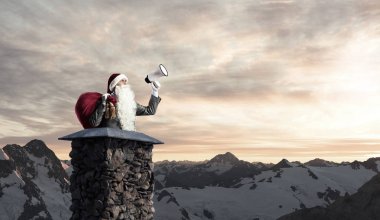 Noel Baba geliyor. Karışık teknik