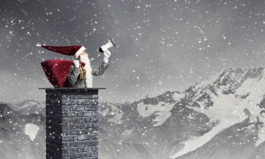 Noel Baba geliyor. Karışık teknik