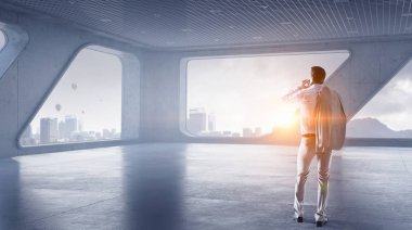 Çağrı yapmaya iş adamı. Karışık teknik