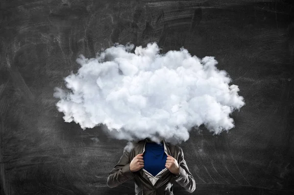 Cloud headed man. Mixed media — Stockfoto