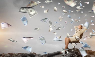 Ofis koltuğu Bayan patron. Karışık teknik