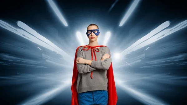 She is super hero . Mixed media — Stock Photo, Image