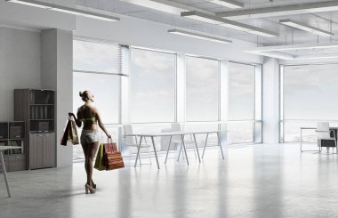 Yaz alışveriş zamanı. Karışık teknik