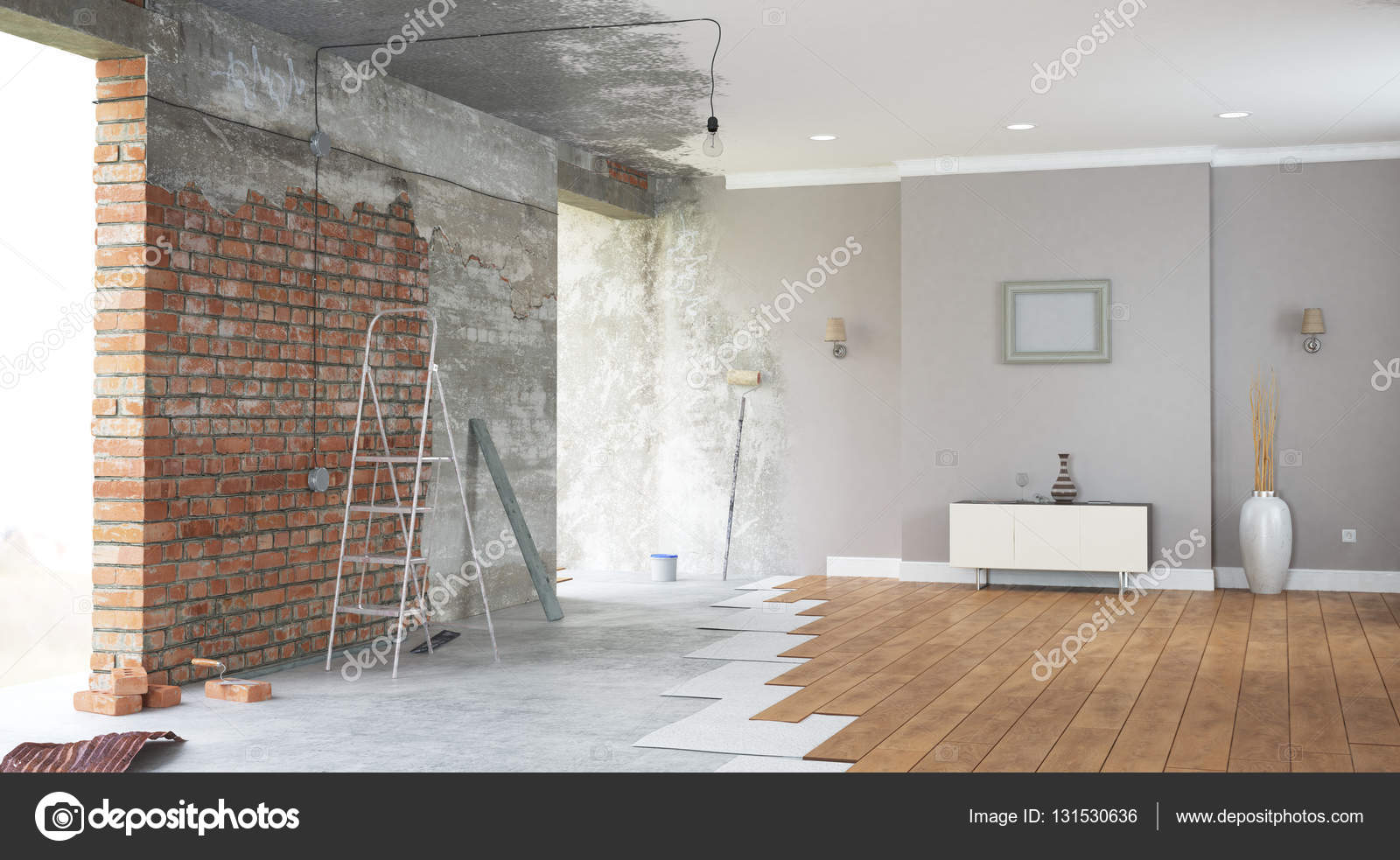Renovatie interieur. 3D render — Stockfoto © SergeyNivens #131530636 Renovatie interieur. 3D render — Stockfoto © SergeyNivens #131530636