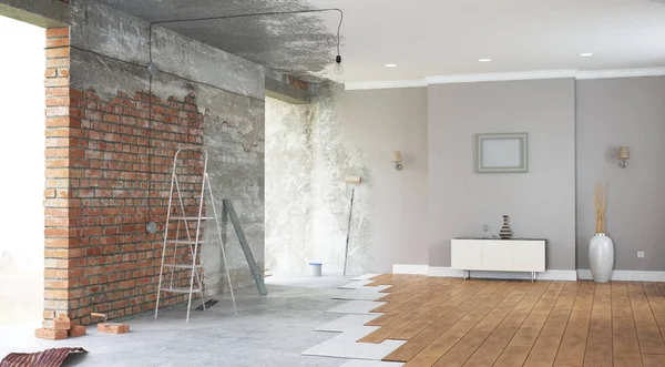 Renovation interior. 3D render — Stock Photo, Image