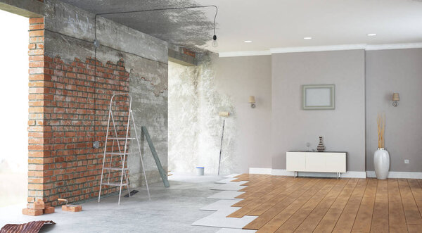 Renovation interior. 3D render