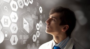 Modern tıp teknolojileri kavramı. Karışık ortam