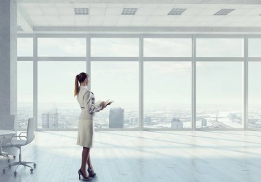 İşkadını ofisinde. Karışık teknik