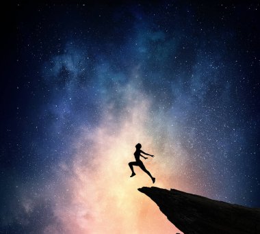 Geceleri çalışan koşucu. Karışık teknik