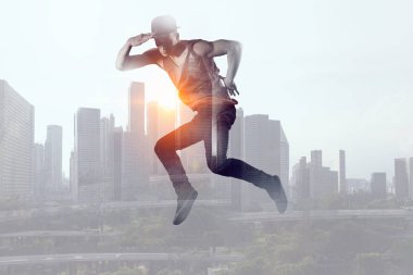 B-boy bazı performans taşır. Karışık teknik