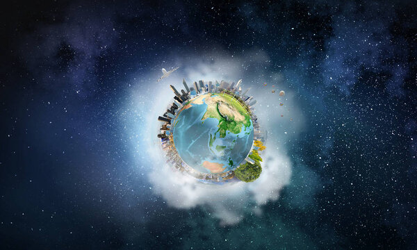 Our Earth planet . Mixed media