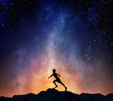 Geceleri çalışan koşucu. Karışık teknik