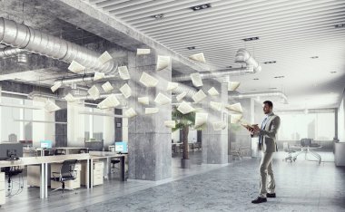 Yakışıklı meşgul işadamı notlar. Karışık teknik