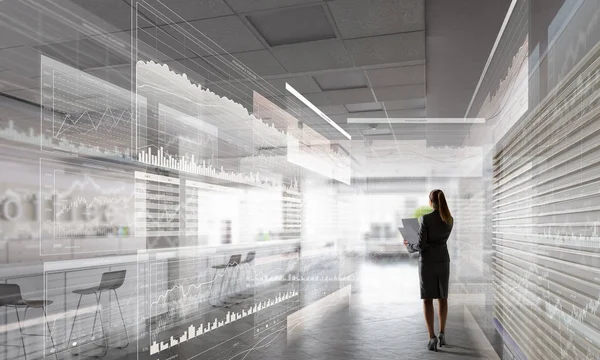 İşkadını ofisinde. Karışık teknik