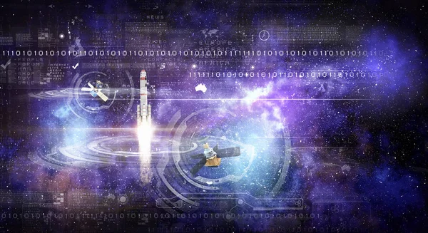 Space exploration bakgrund. Mixed media — Stockfoto