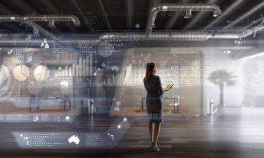 İşkadını ofisinde. Karışık teknik