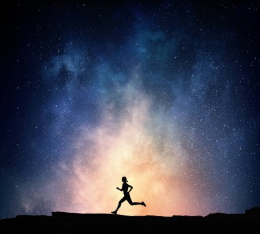 Geceleri çalışan koşucu. Karışık teknik