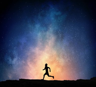 Geceleri çalışan koşucu. Karışık teknik