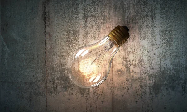 Lamp op een houten oppervlak. Mixed media — Stockfoto