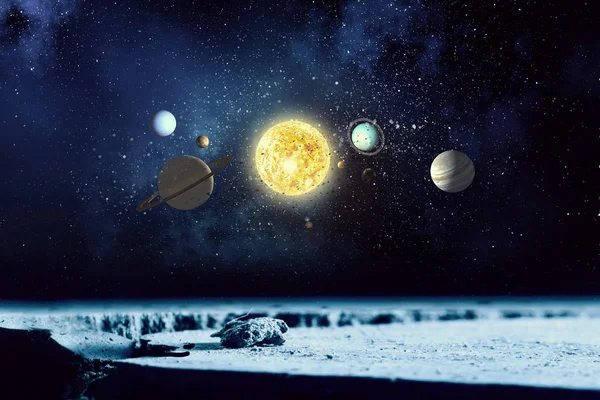 Planeten im Sonnensystem. Gemischte Medien — Stockfoto
