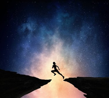 Geceleri çalışan koşucu. Karışık teknik