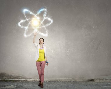 Çekici öğrenci bilim adamı. Karışık teknik