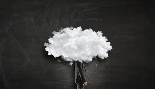 Cloud v čele muž. Kombinovaná technika — Stock fotografie