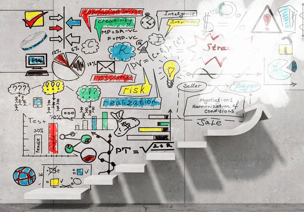 Ladder of success and achievement . Mixed media — Stock Photo, Image