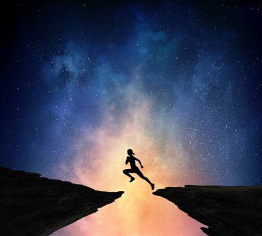 Geceleri çalışan koşucu. Karışık teknik