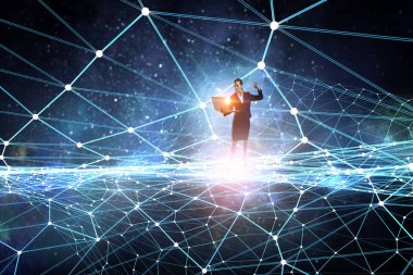 Sosyal ağlar için bağımlısı. Karışık teknik