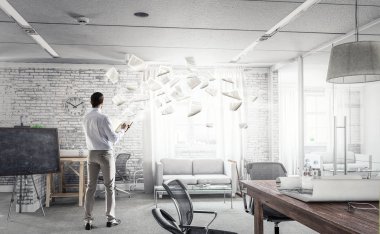 Yakışıklı meşgul işadamı notlar. Karışık teknik