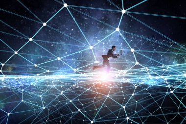 Sosyal ağlar için bağımlısı. Karışık teknik