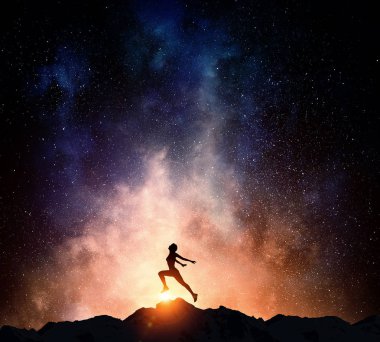 Geceleri çalışan koşucu. Karışık teknik