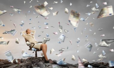 Ofis koltuğu Bayan patron. Karışık teknik