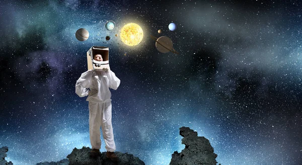 Drömmer för att utforska rymden. Mixed media — Stockfoto