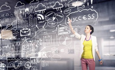 Onun iş başarı planı sunulması. Karışık teknik