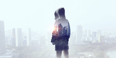 Genç boksör kadın açık. Karışık teknik