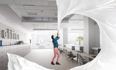 Kız iç beyaz kumaş al. Karışık teknik