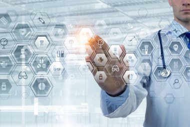 Modern tıp teknolojileri kavramı. Karışık ortam