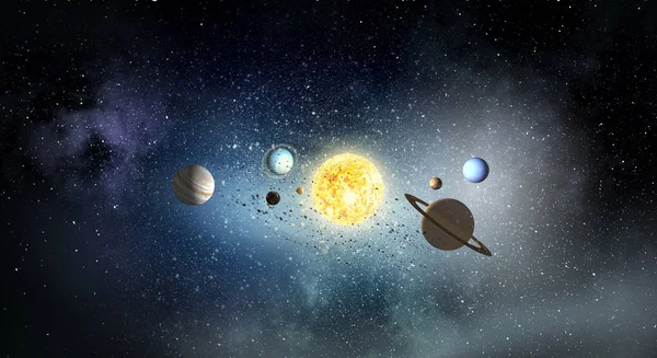 惑星のシステム。ミクスト メディア — ストック写真