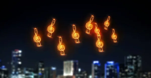 Symbole lumineux musical. Techniques mixtes — Photo